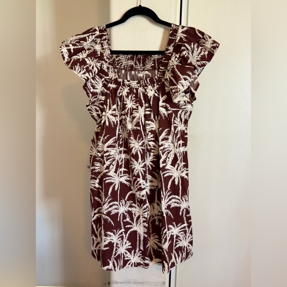 EXPRESS Brown and White Palm Tree Print dress - Picture 6 of 9